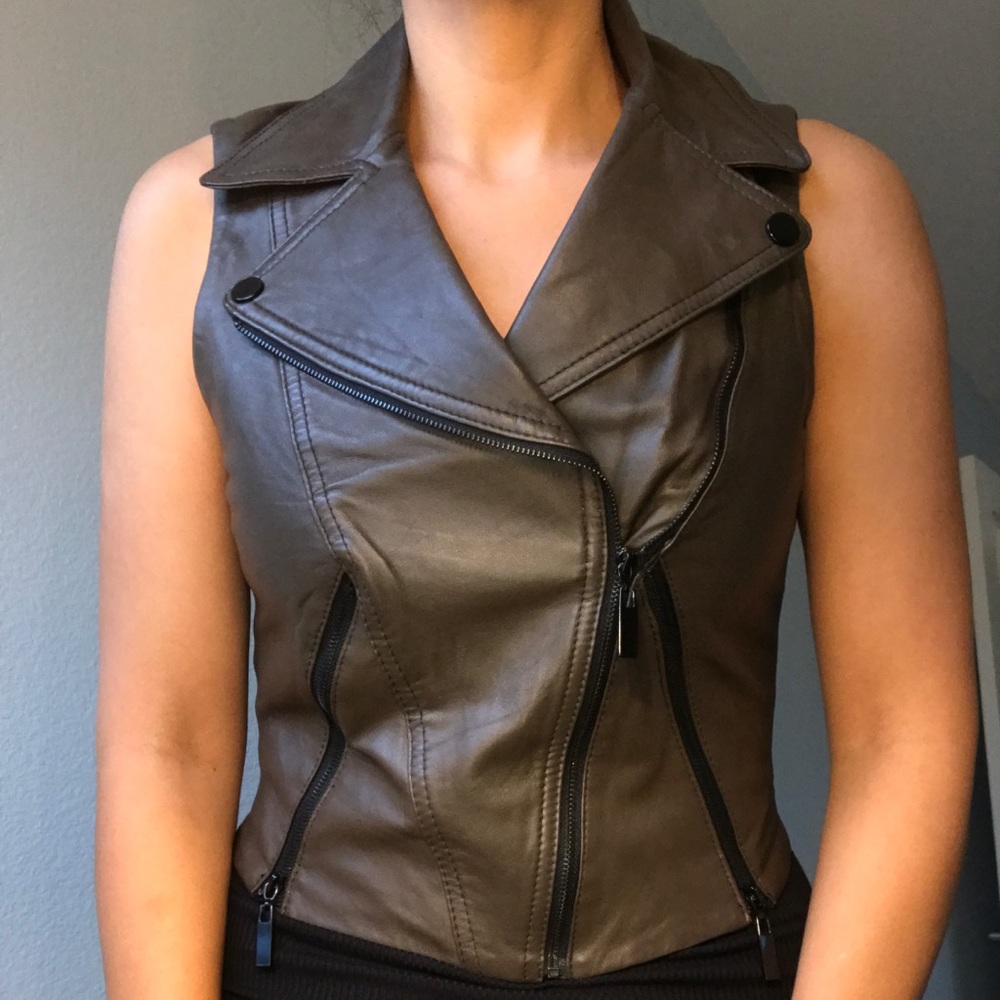 BEBE leather moto vest